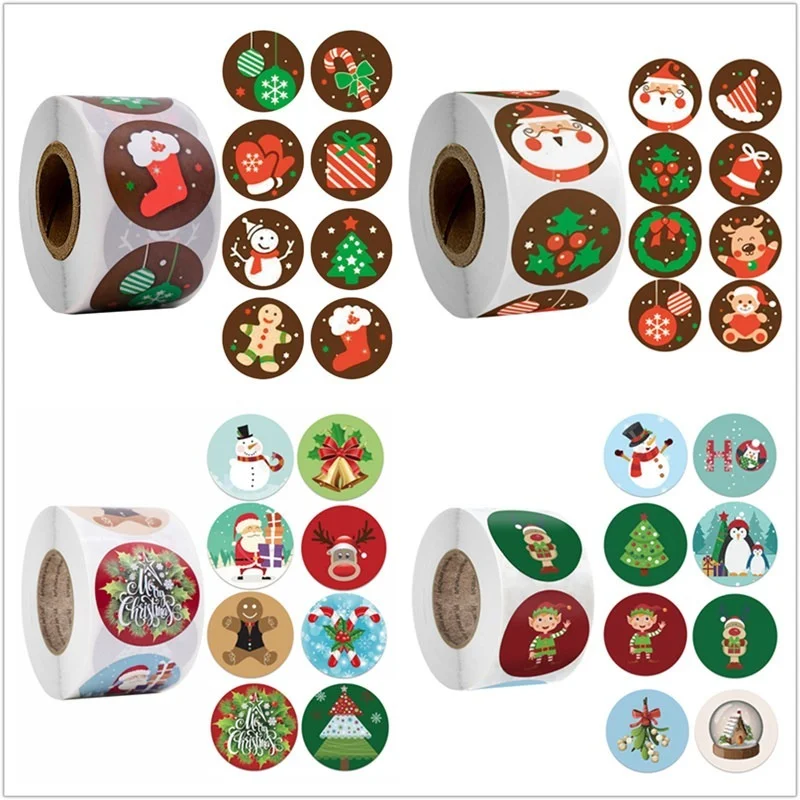 

500pcs Christmas Decorations Stickers Xmas Santa Elk Candy Bag Sealing Sticker Merry Christmas Gifts Box Labels New Year Navidad