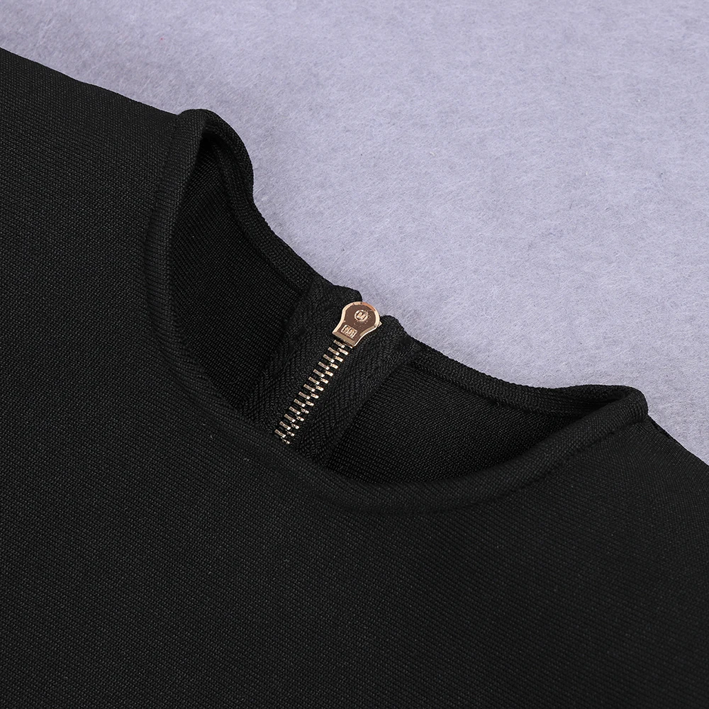 

Free Shipping 2020 New black round neck long sleeve Zippers cut out Celebrity Party Club Bandage Dress wholesale