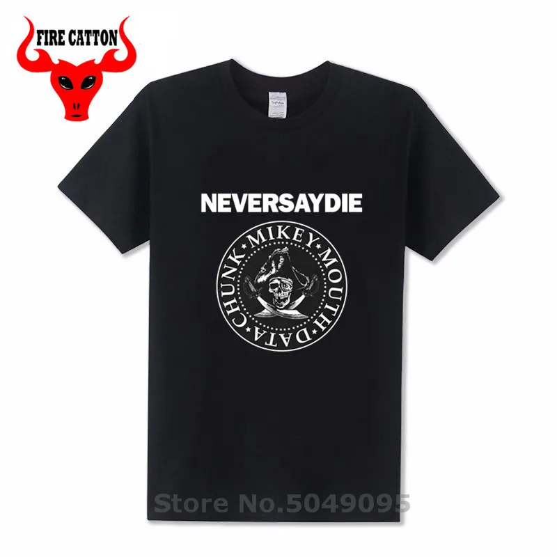 Streetwear The Goonies T shirt men Quote Never Say Die T-shirt One piece tee New Pirate King tshirt Classic Anime Clothing | Мужская