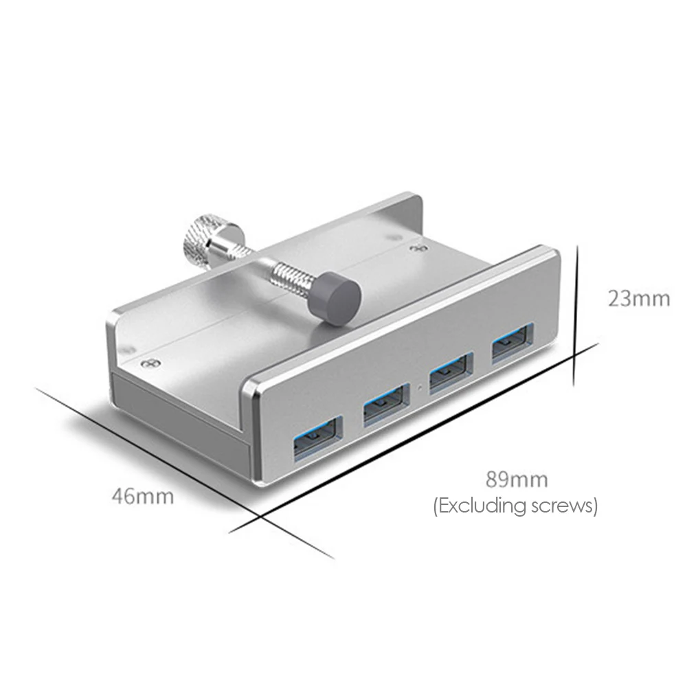 

USB Hub with Led Indicator Portable Aluminum Alloy Clip On High Speed 4 Ports USB3.0 Splitter Adapter for Computer