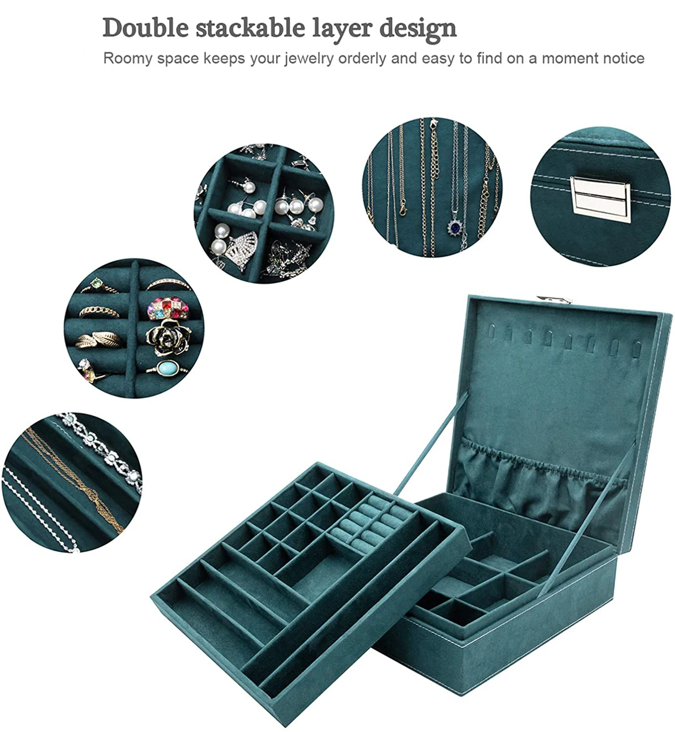 

Storage Jewelry Box Organizer for Women Jewelry Display Storage Holder Case for Necklace Earrings Bracelets Rings Watch