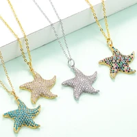 eyika boho style big animal pendant necklace filled multi color zircon starfishbeetletortoise collares de mujer chain jewelry