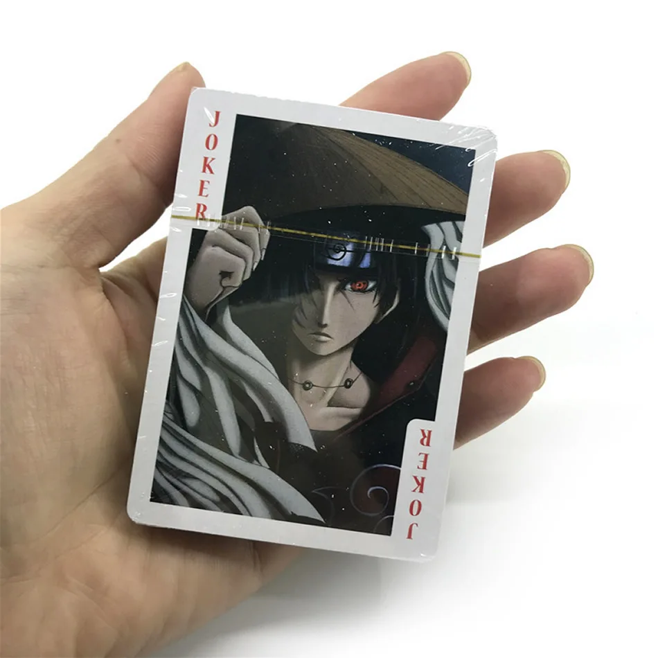 54pcs Anime Naruto Poker Cards Akatsuki Uchiha Itachi Pokerstoy Ninja Kakashi Cosplay Hardcover Board Game Card Toys Kids Gift - купить по