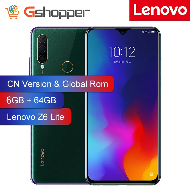 Lenovo Z6 Lite с глобальной прошивкой, 6 ГБ, 64 ГБ, OTA Snapdragon 710, Восьмиядерный мобильный телефон, 16 МП, тройная камера, полный экран, 4050 мАч, смартфон