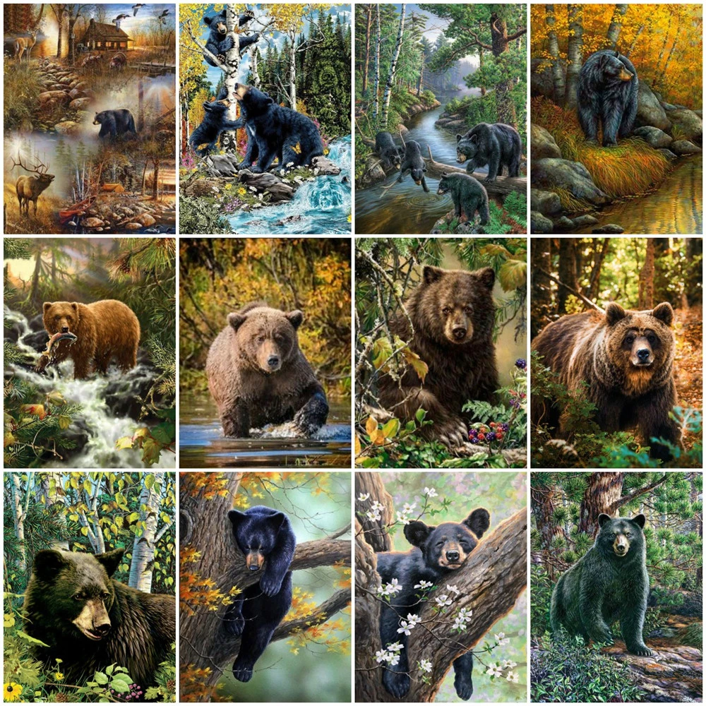 

HUACAN 5D Diy алмазная живопись Алмазная вышивка с медведем натуральное животное вышивка крестом Алмазная мозаика украшение для дома