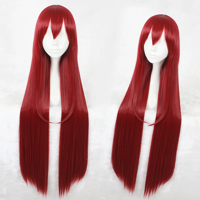 

Steins Gate Makise Kurisu Christina 100CM Long Straight Auburn Heat Resistant Synthetic Hair Cosplay Costume Wig + Free Wig Cap