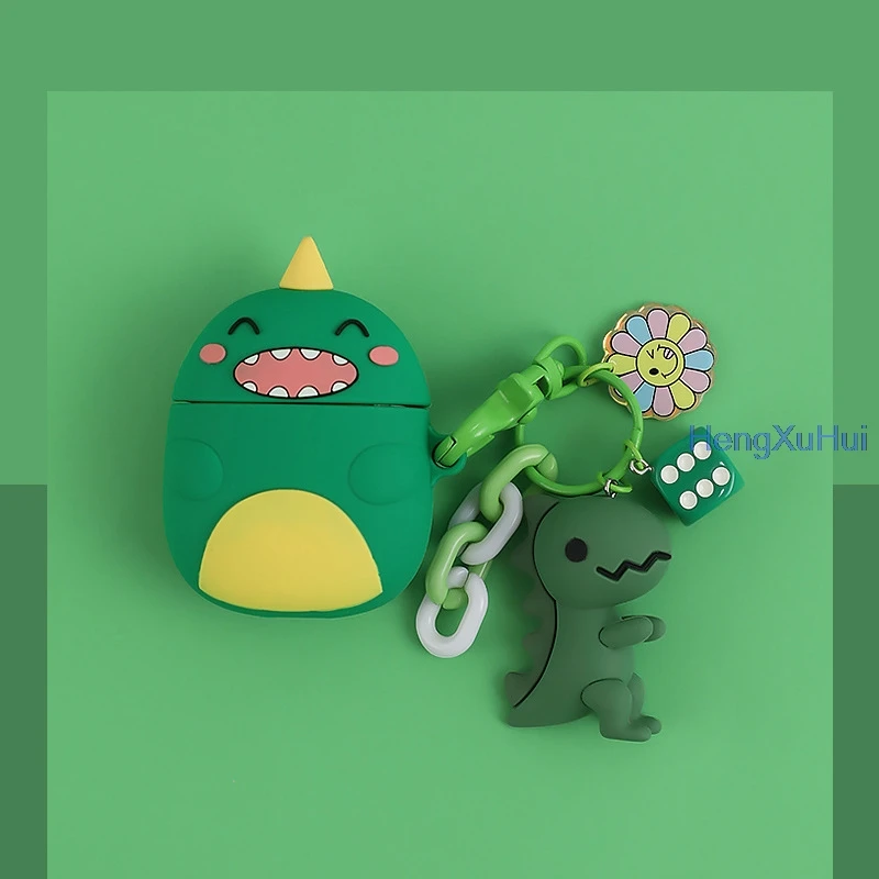 Чехол с симпатичным динозавром для беспроводной Bluetooth-гарнитуры Apple Airpods2 мягкий