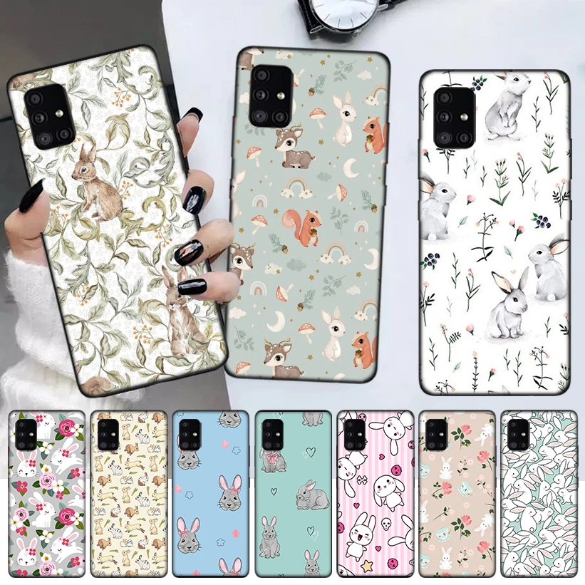

Floral Bunny Ribbit Phone Case For Samsung Galaxy A52 A51 A71 A72 A12 A22 A32 A42 A21S A31 A41 A02S A11 A01 Cover Coque Funda