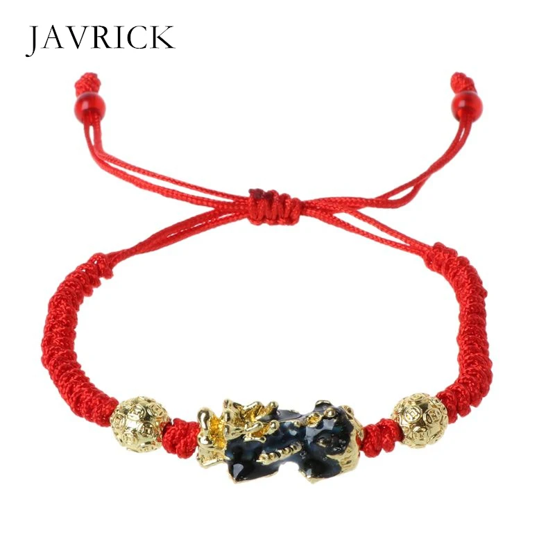 Pi Xiu Очаровательная цветная меняющая температуру Kabbalah красная оплетка|Браслеты с