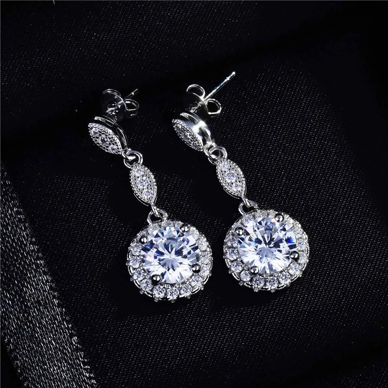 Сверкающие квадратные круглые серьги-капли с кристаллами для женщин, ювелирные изделия, высококачественные сережки с серебряным покрытием...
