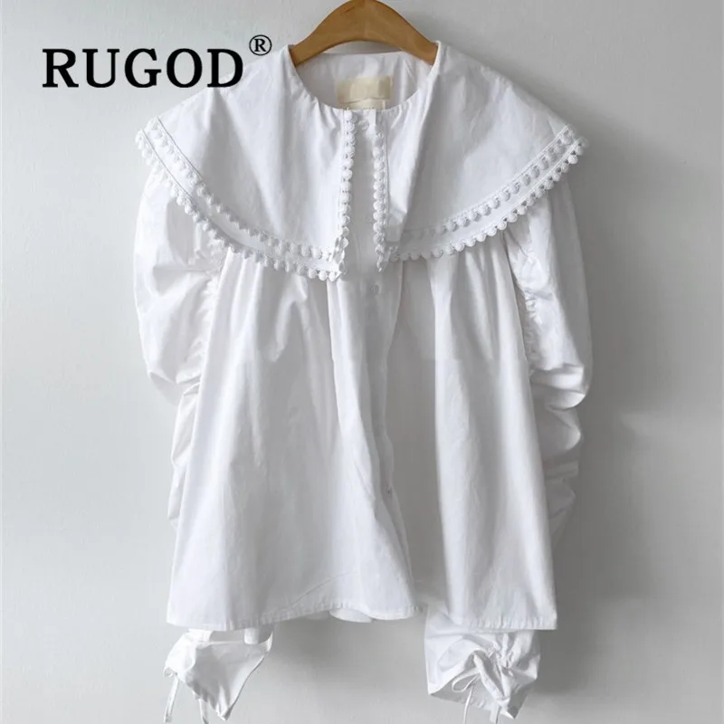 Женская блузка с кукольным воротником RUGOD элегантный топ длинным рукавом