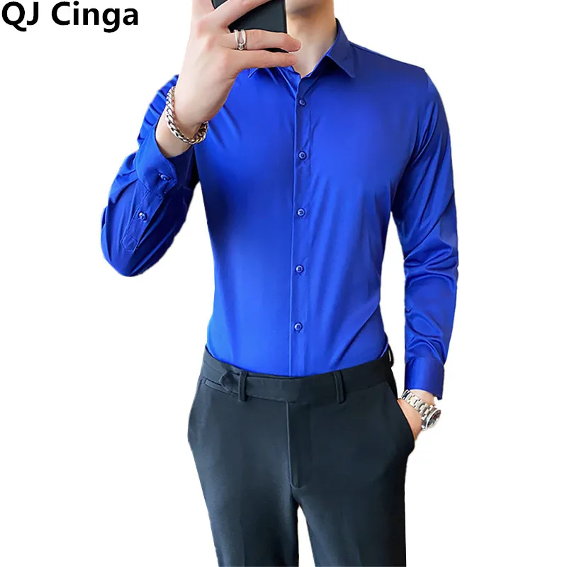 Мужская классическая рубашка большого размера QJ CINGA белая однобортная с