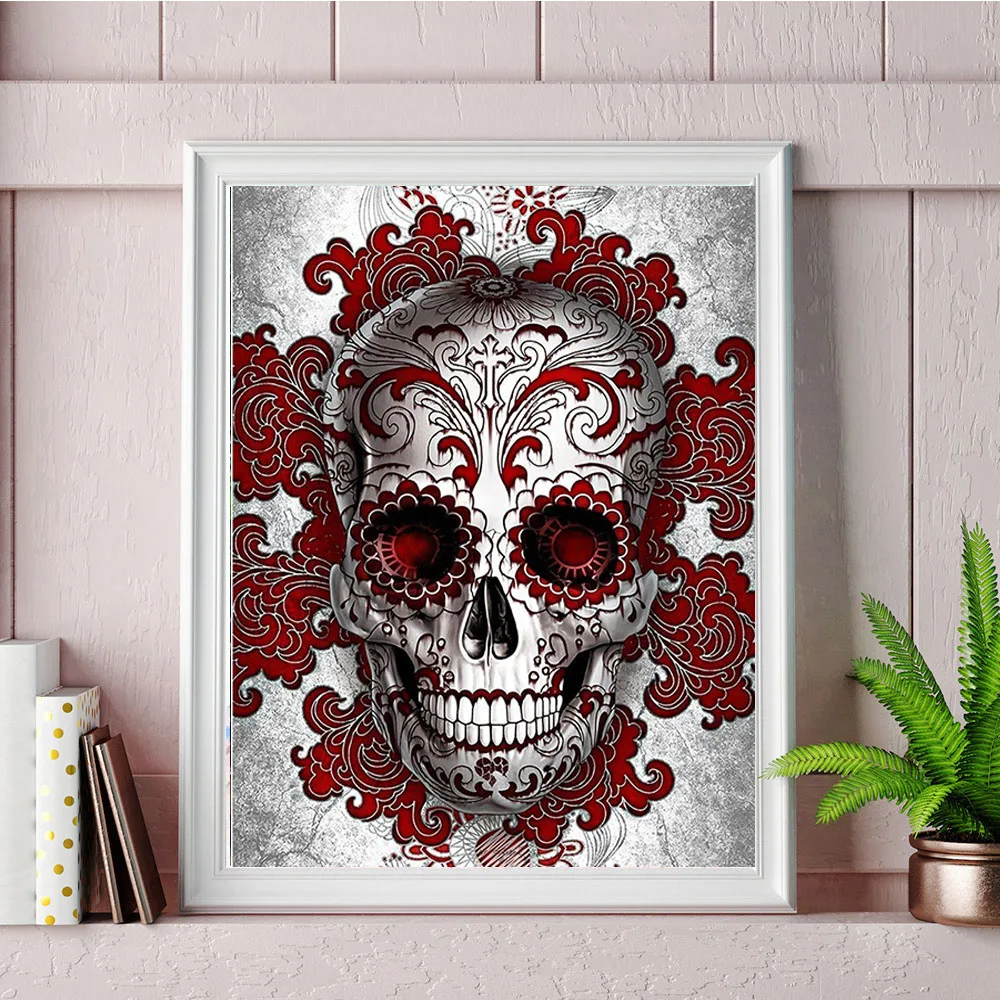 

Алмазная живопись «сделай сам», изображение черепа, персонаж стразы, узор, полная круглая Алмазная вышивка, мозаика, домашнее украшение для ...