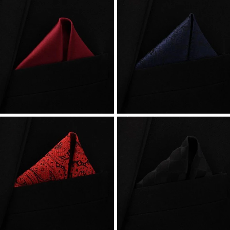 

1PC Silk Pocket Square Handkerchief Accessories Paisley Solid Colors Vintage Business Cufflinks Set Men's Wedding Party Tie