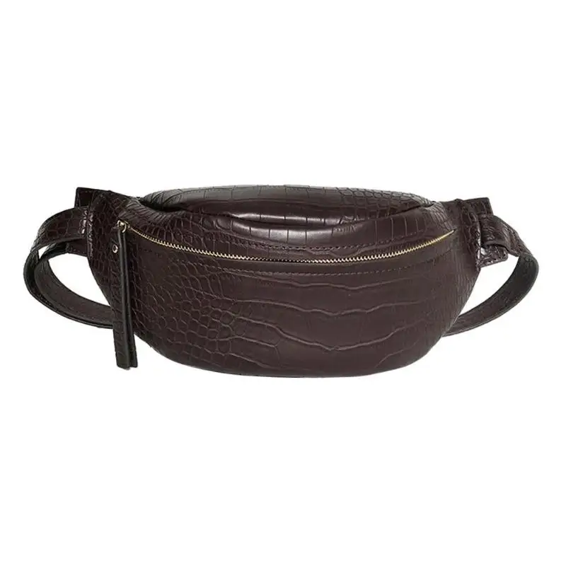 Dark Brown Аллигатор Hobos для женщин сплошной цвет спортивная сумка на плечо поясная Кожа Фанни нагрудный ремень сумки Кроссбоди сумки для бега Sac Dos Новинка - Цвет: Dark Brown