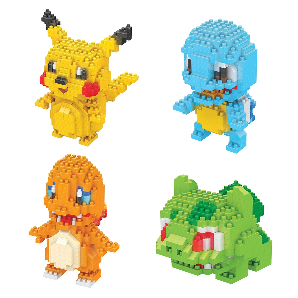 

DIY Block Pokemon Building Blocks Pikachu Exquisite Toy With Box Figure Doll Fun Plastic Model Charmander Squirtle Bulbasaur Toy