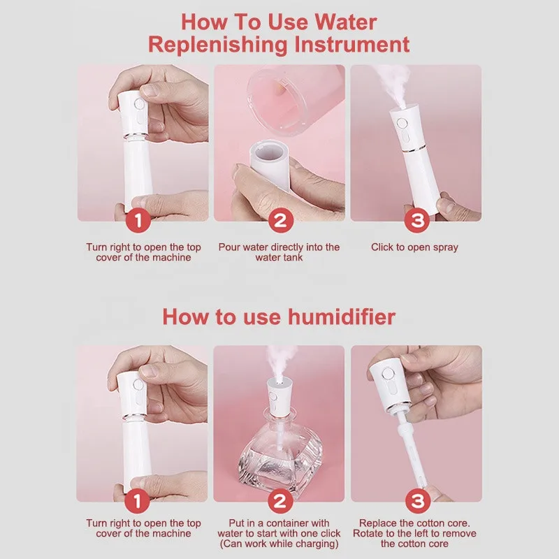 Портативный отпариватель для лица Nano-распылитель с функциями увлажнение