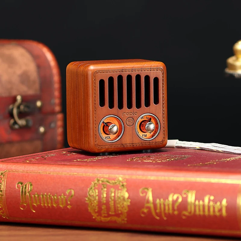 Портативный винтажный радио Ретро деревянный Bluetooth динамик сильный бас