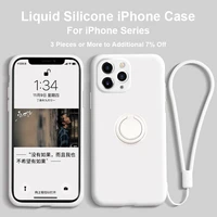 liquid silicone phone case for iphone 13 12 mini 11 pro xs max xr x se 2020 8 7 6s 6 plus stand finger ring bracket cover case