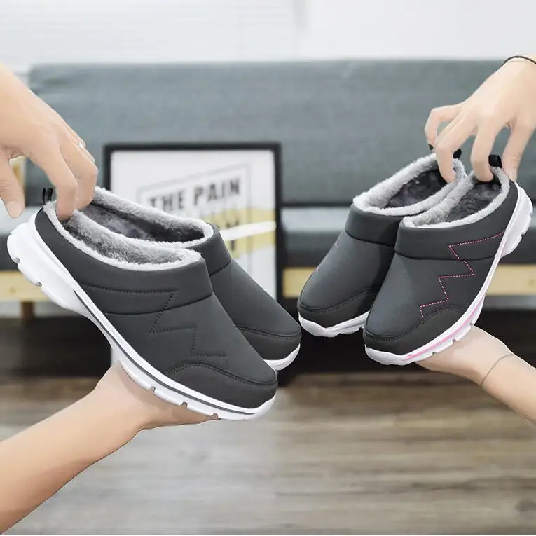 

Winter Men Shoes Plush Keep Warm Cotton Slippers Lightweight Unisex Couples Home Shoes Slip-on Fluffy Furry Shoes Zapatos Hombre