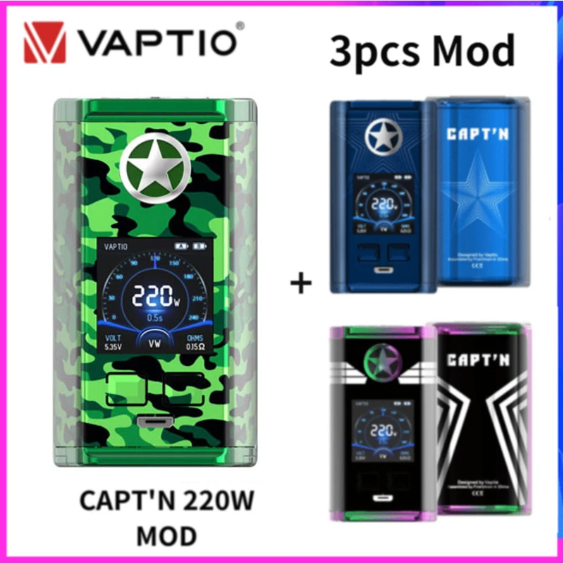 Оригинальный Vaptio Capt'n 220 Вт бокс вейп мод 18650 батарея электронная сигарета 1 3 &quotTFT