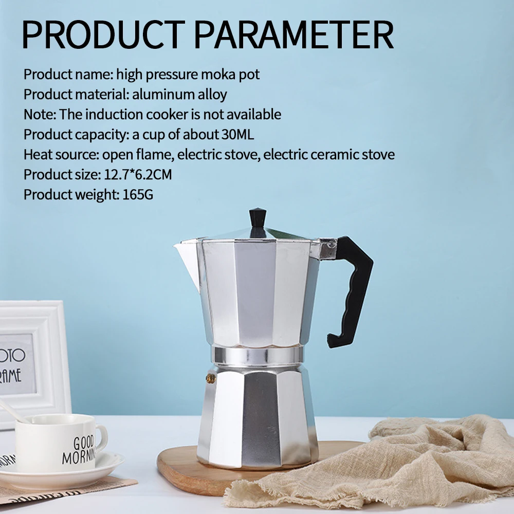 

300/600ML Aluminum Mocha Coffee Pot Rapid Stovetop Coffee Brewer Classic Octagonal Shape Kitchen Accessories Coffee Utensils
