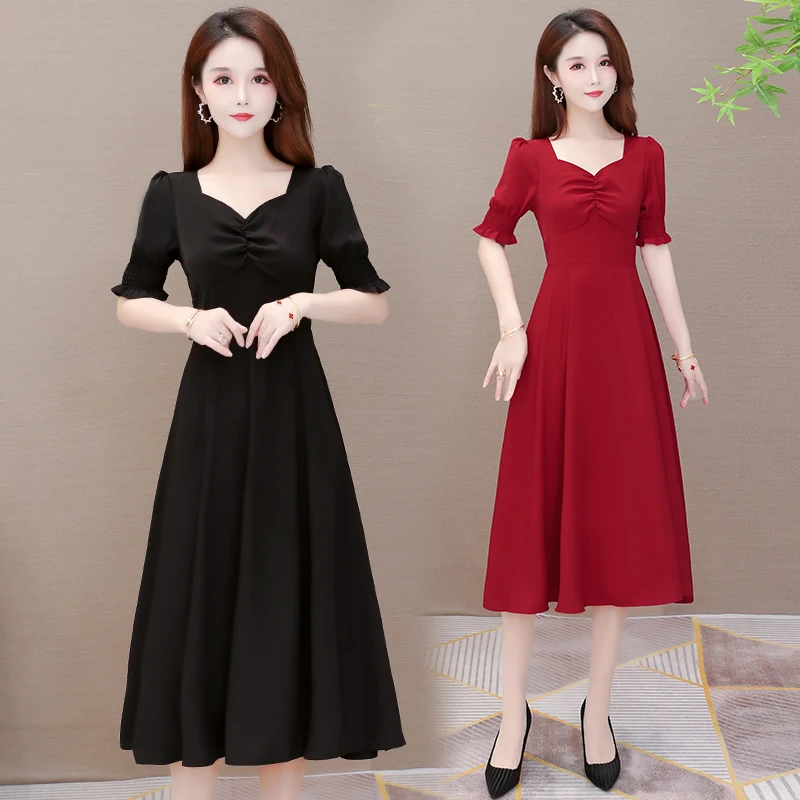 Женские Длинные Модные платья с коротким рукавом повседневные Простые