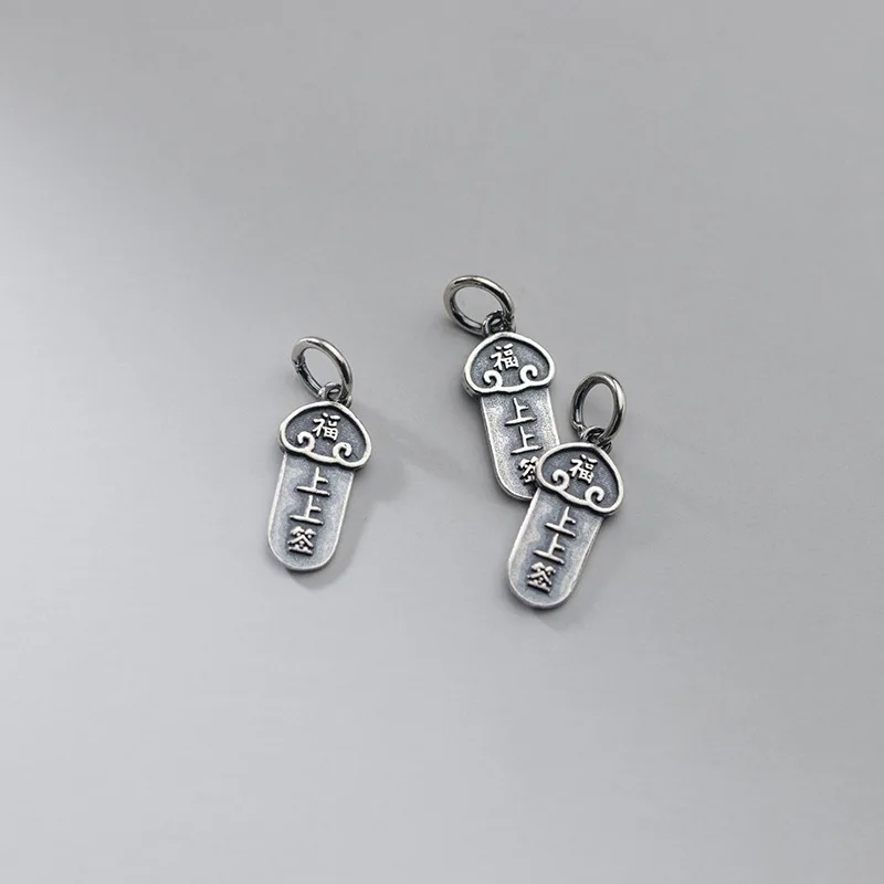 MEETSOFT Vintage 925 Sterling Silver Matte Letter Charms Special of DIY Handmade Fine Jewelry Necklace chic Accessory | Украшения и