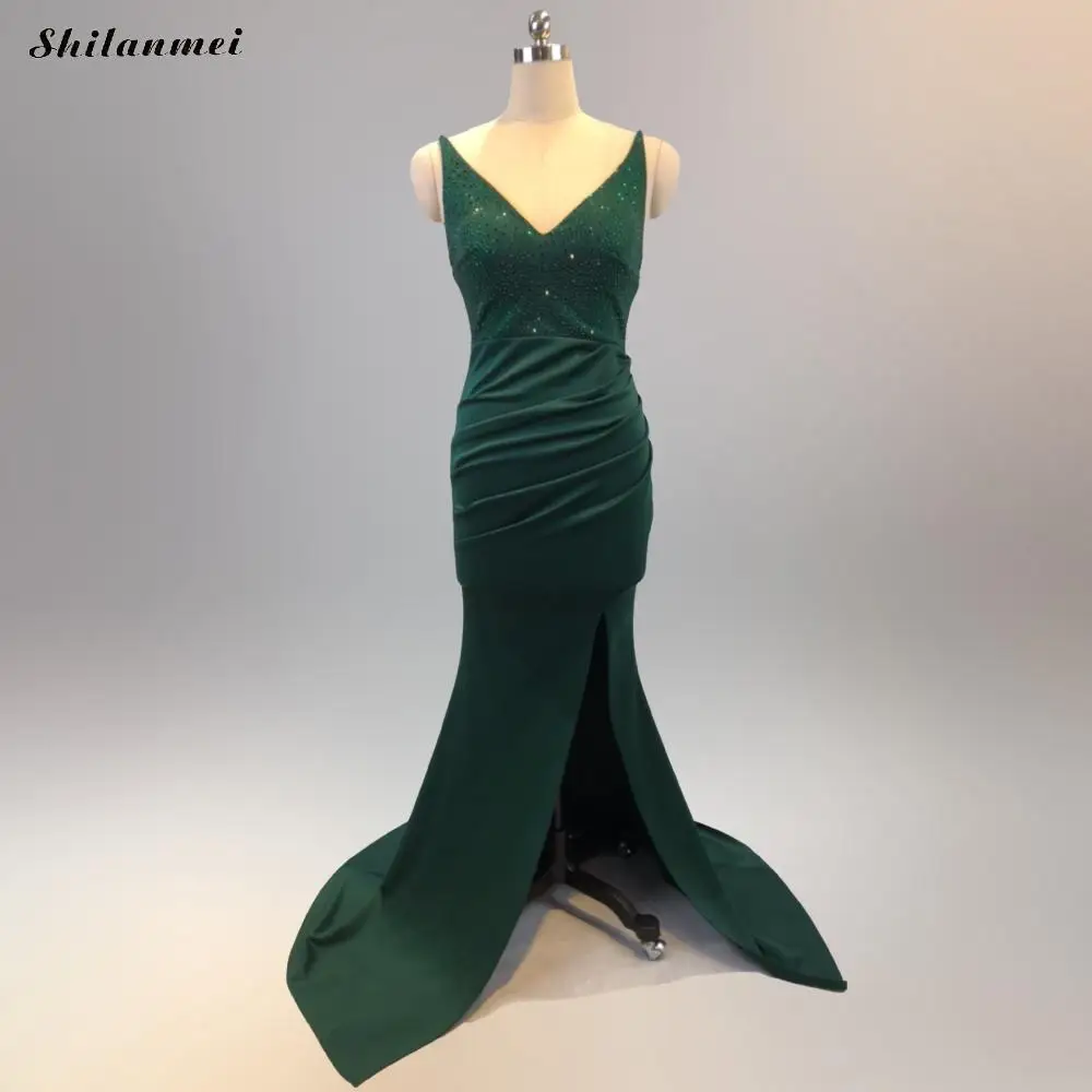 

Sexy Spaghetti Strap Slim Long Dress Women Backless Sleeveless Satin Elegant Maxi Party Dresses High Slit Sequin Mermaid Dress