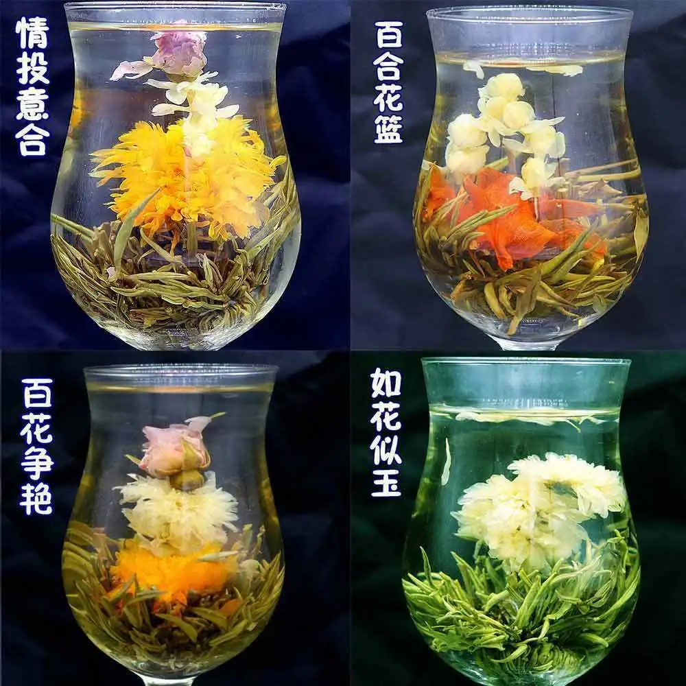 

2021 China Blooming Tea Green Chinese Tea pearl Artistic Blossom Flowers Tea 16 Pieces 16 Kinds Blooming Flower Chinese Tea