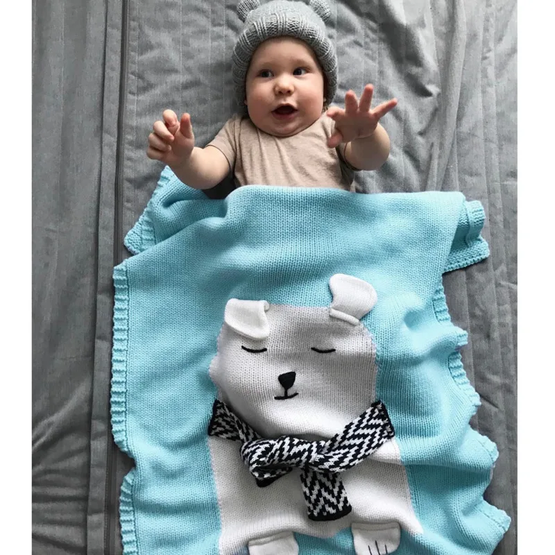 1 предмет детское одеяло для пеленания вязаное детей с рисунком медведя