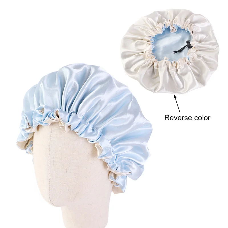 Kids Soft Reversible Satin Bonnet Double Layer Adjustable Size Sleep Night Cap Baby Hat For 2-7 Years Children Turban |