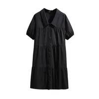 100 cotton women dress casual loose style solid color short sleeve turn down collar vestidos femme dress robe plus size 6xl