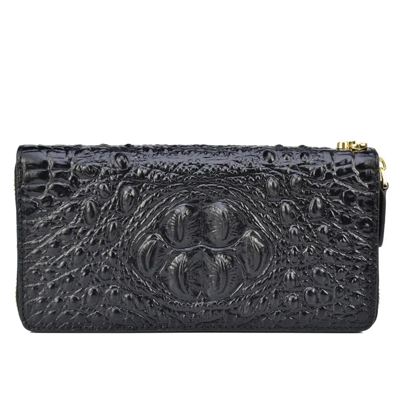 100 genuine leather wallet women crocodile pattern women wallets long real leather purse female large capacity ladies phone bag free global shipping