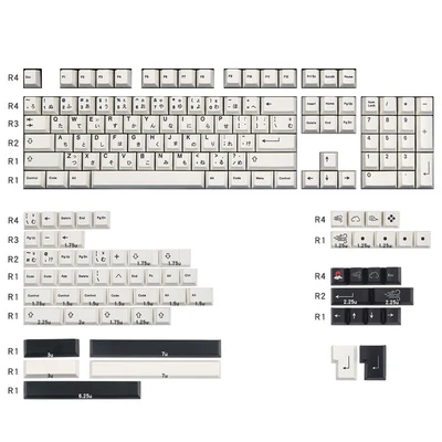 

Black And White Japanese Minimalist Keycap Cherry Profile PBT Dye Subbed Key Caps For Mechanical Keyboard With MX Switch