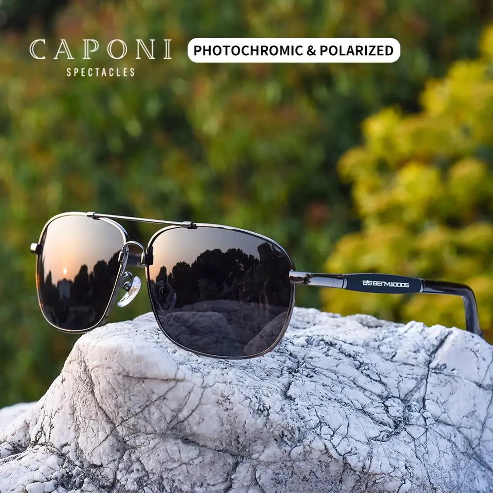 Очки солнцезащитные CAPONI мужские фотохромные квадратные поляризационные