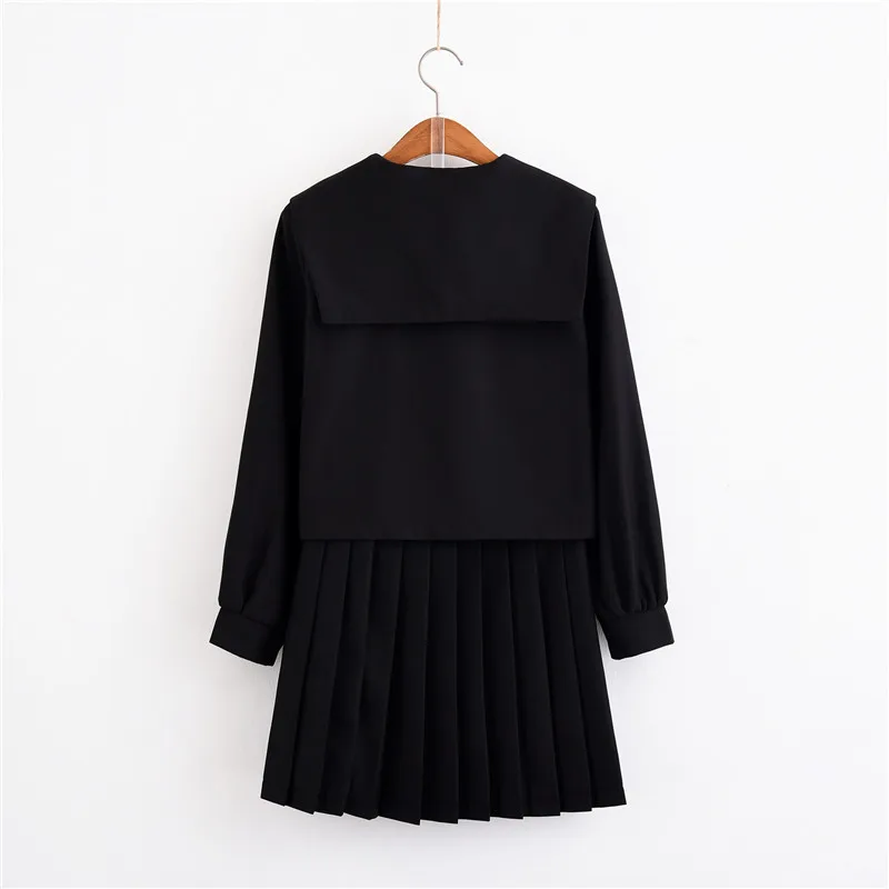 Модная черная Корейская школьная форма с длинным рукавом матросские Костюмы