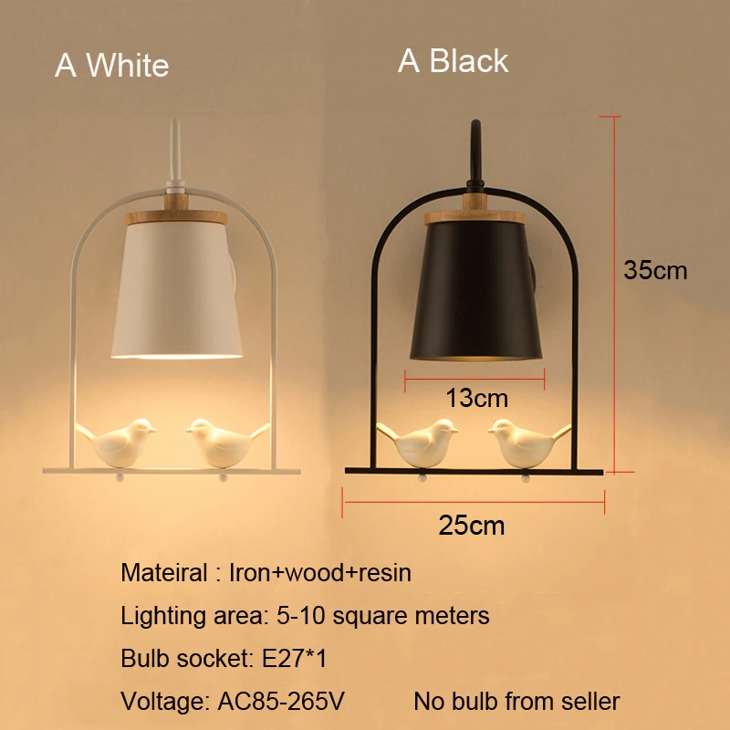 Креативная настенная лампа в скандинавском стиле с птицами художественный
