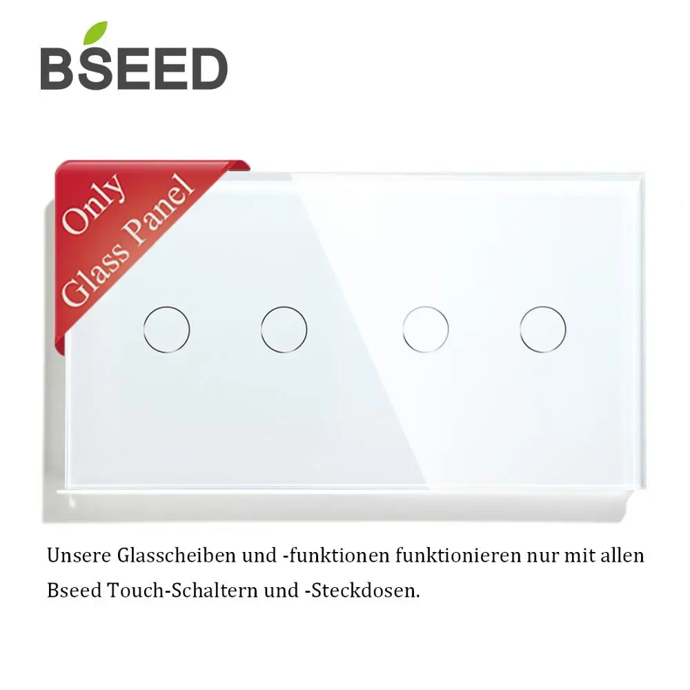 BSEED жемчуг кристалл стеклянная панель 157 мм белый черный глоден для стены сенсорный выключатель - Цвет: White