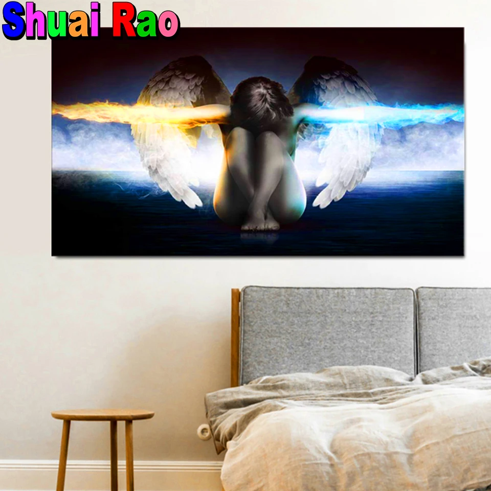 Украшение для дома 5D алмазная живопись Ангел полноразмерная/круглая вышивка