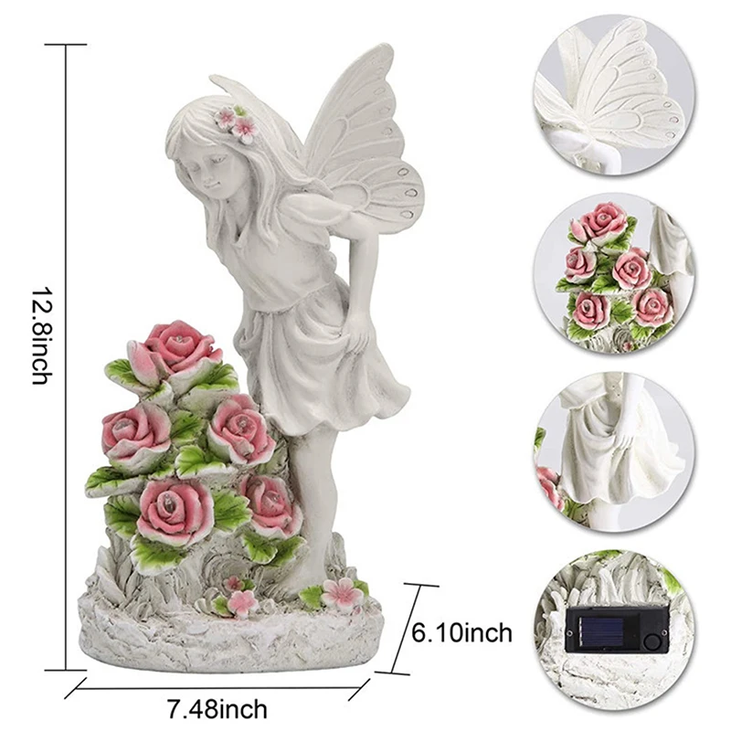 

Night Lights Resin With Solar LED Light Garden Angel Dwarf Gnome Elf Statue Decoration Garden Decoration Outdoor Night Lights