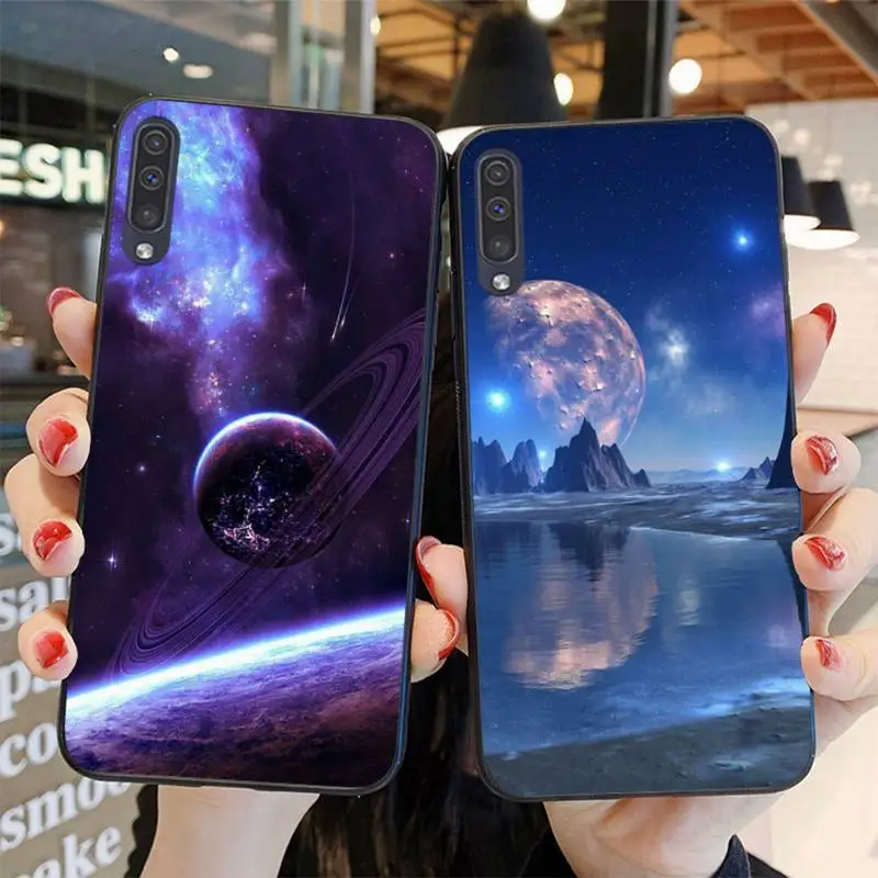 

With White Moon Stars Space Astronaut Phone Case For Samsung A51 A71 A40 A50 A70 A10 A20 A30 A6 A7 A8 A9
