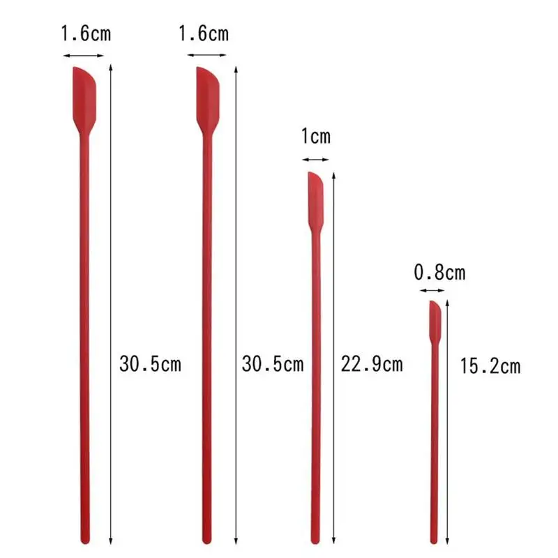

4 Long Mini Spatulas Silicone Spatula Set Heat Resistant BPA Free Pastry Baking Confectionery Spatula Kitchen Utensils Cake Tool