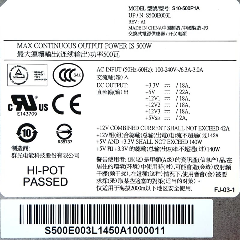 Preise Neue Original NETZTEIL Für Chicony 1U IPC CPU8P * 2 X79 X99 500W Netzteil S10-500P1A
