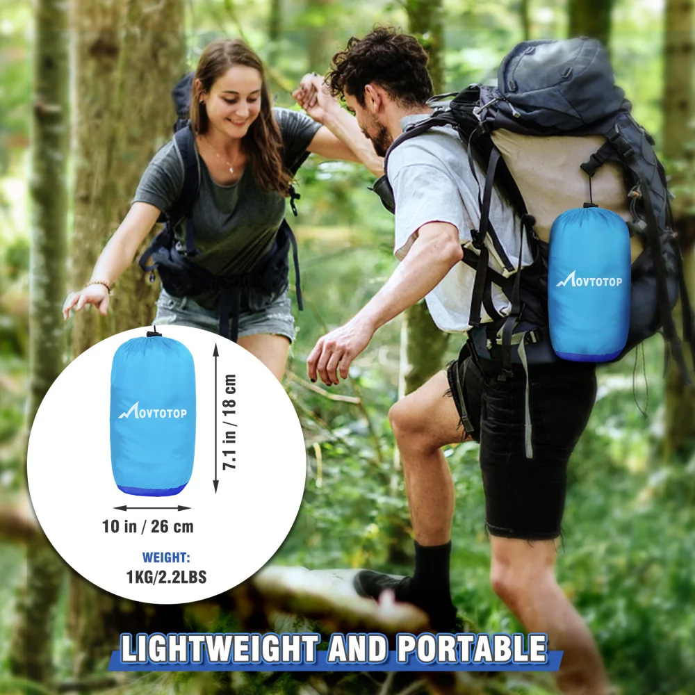 

MOVTOTOP 290 x 140 Camping Hammock with Removable Mosquito Net Lightweight Portable Hammock Outdoor Hanging Bed for Hiking Ba