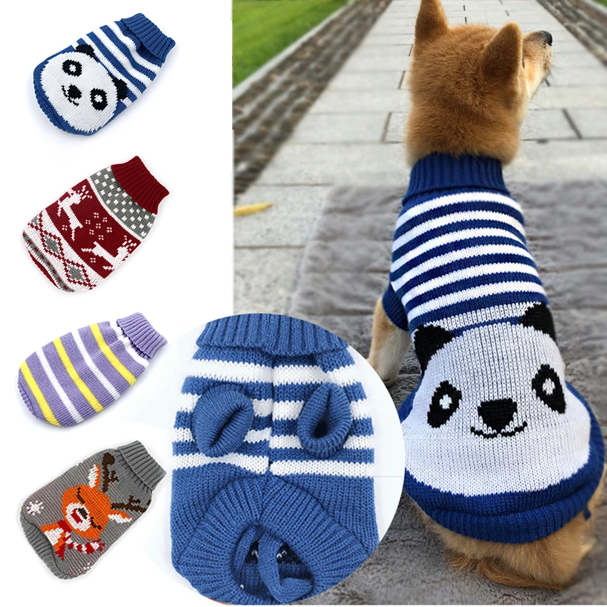 Pet Knitted Sweater Fashion Turtleneck Printed Warm Dog Clothes Winter Jumper Coat Outfits in Cold Season|Толстовки для собак| |