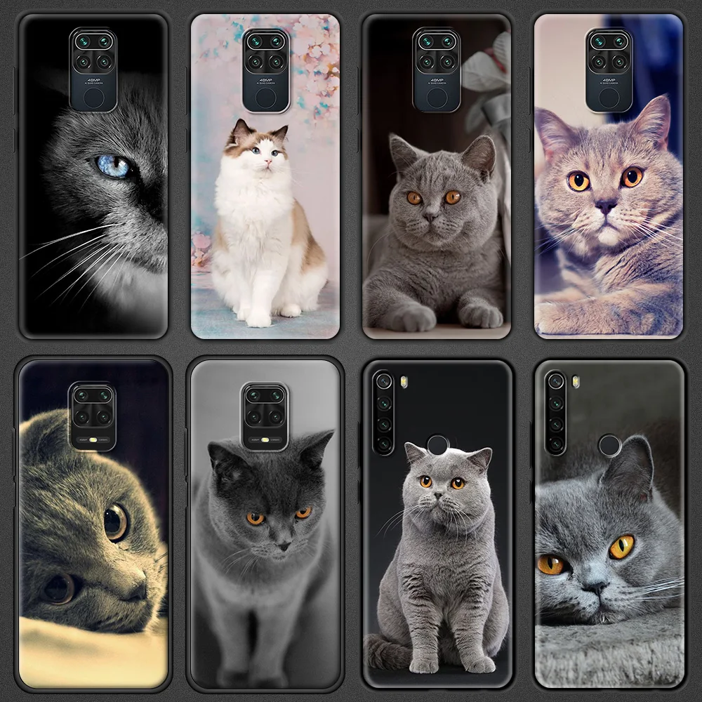 

Luxury Soft Phone Accessories Cover for Redmi Note 9 9S 8 8T 7 Pro 7A 8A 9A 9C K40 Note 10 Plus MAX Case British Shorthair Cat