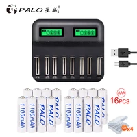 palo fast charge aa aaa c d battery charger lcd display usb quick charger with 1 2v ni mh aaa rechargeable battery for toys mp4