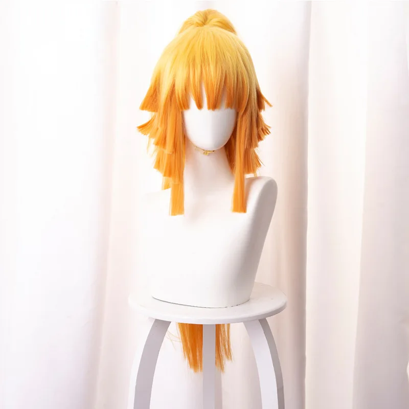 

Demon Slayer Agatsuma Zenitsu Cosplay Wig Female Acting and Long Hair Halloween Carnival Yellow Gradient Horsetail Cos Anime Wig