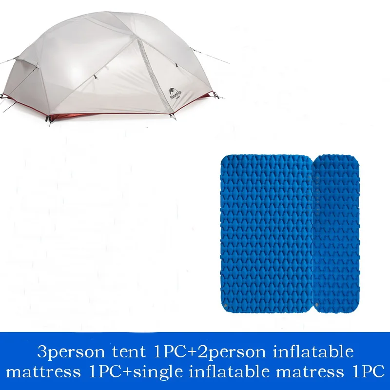 210T 3P matress set Naturehike открытый 2 3 человек 20D 210T нейлон водонепроницаемый Открытый Палатка алюминиевый стержень Сверхлегкий фиолетовый палатки pu4000мм коврик - Цвет: 210T 3P matress set